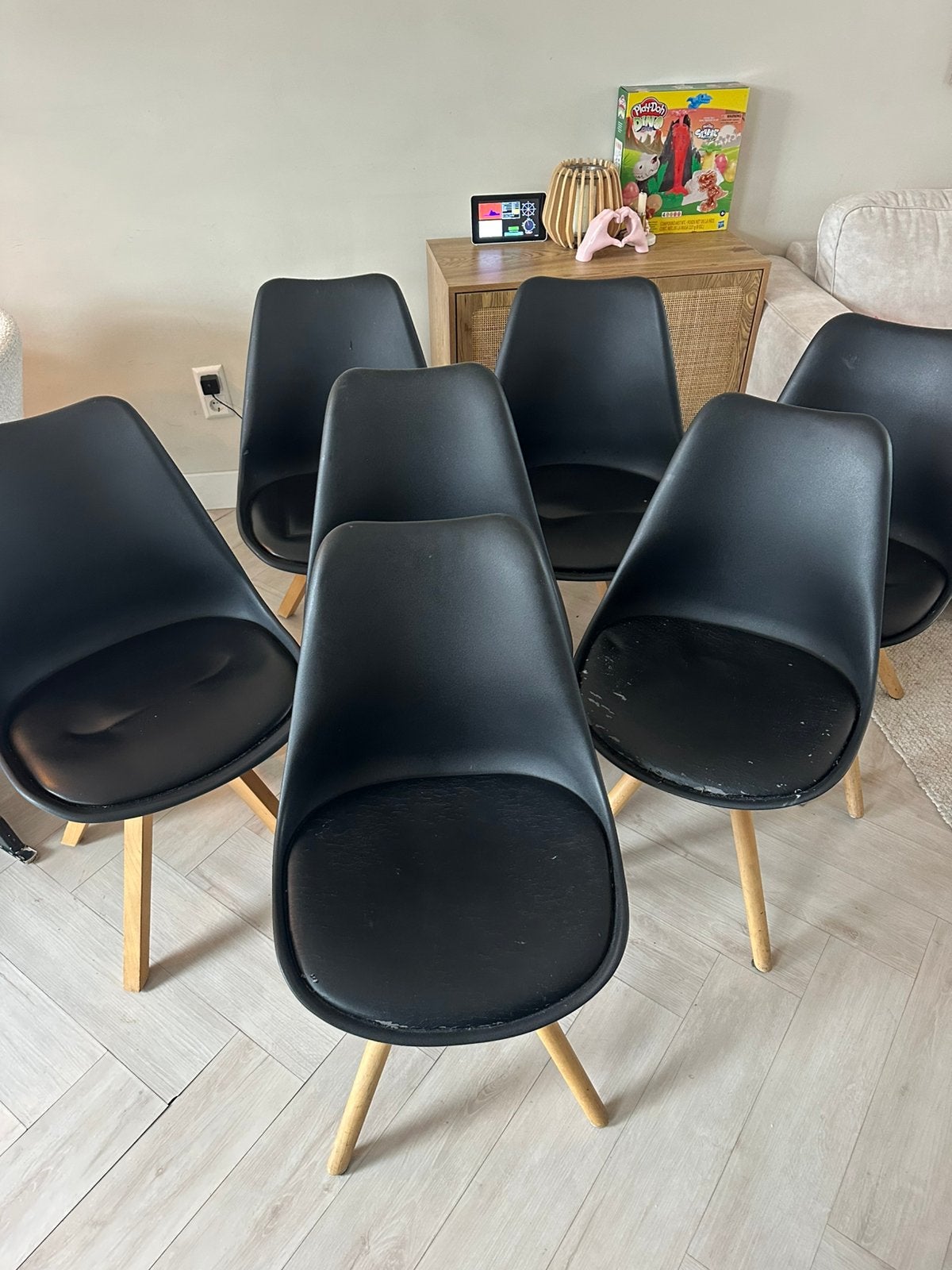 7 kuipstoelen zwart, Huis en Inrichting, Ophalen, Zo goed als nieuw, Zwart