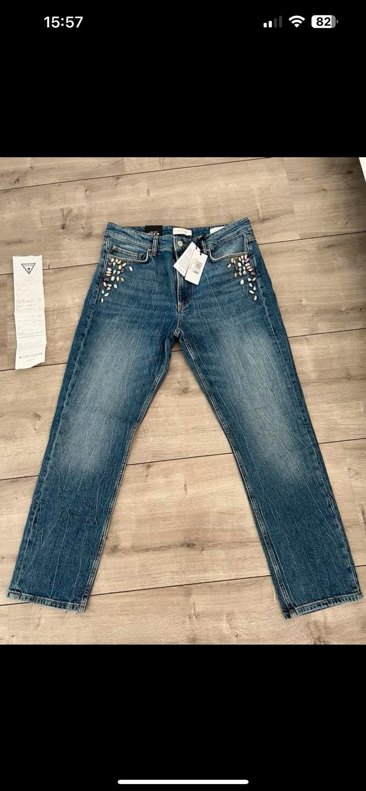 Guess spijkerbroek origineel met strassteentjes nieuw, Ophalen of Verzenden, Nieuw, Blauw, Overige jeansmaten