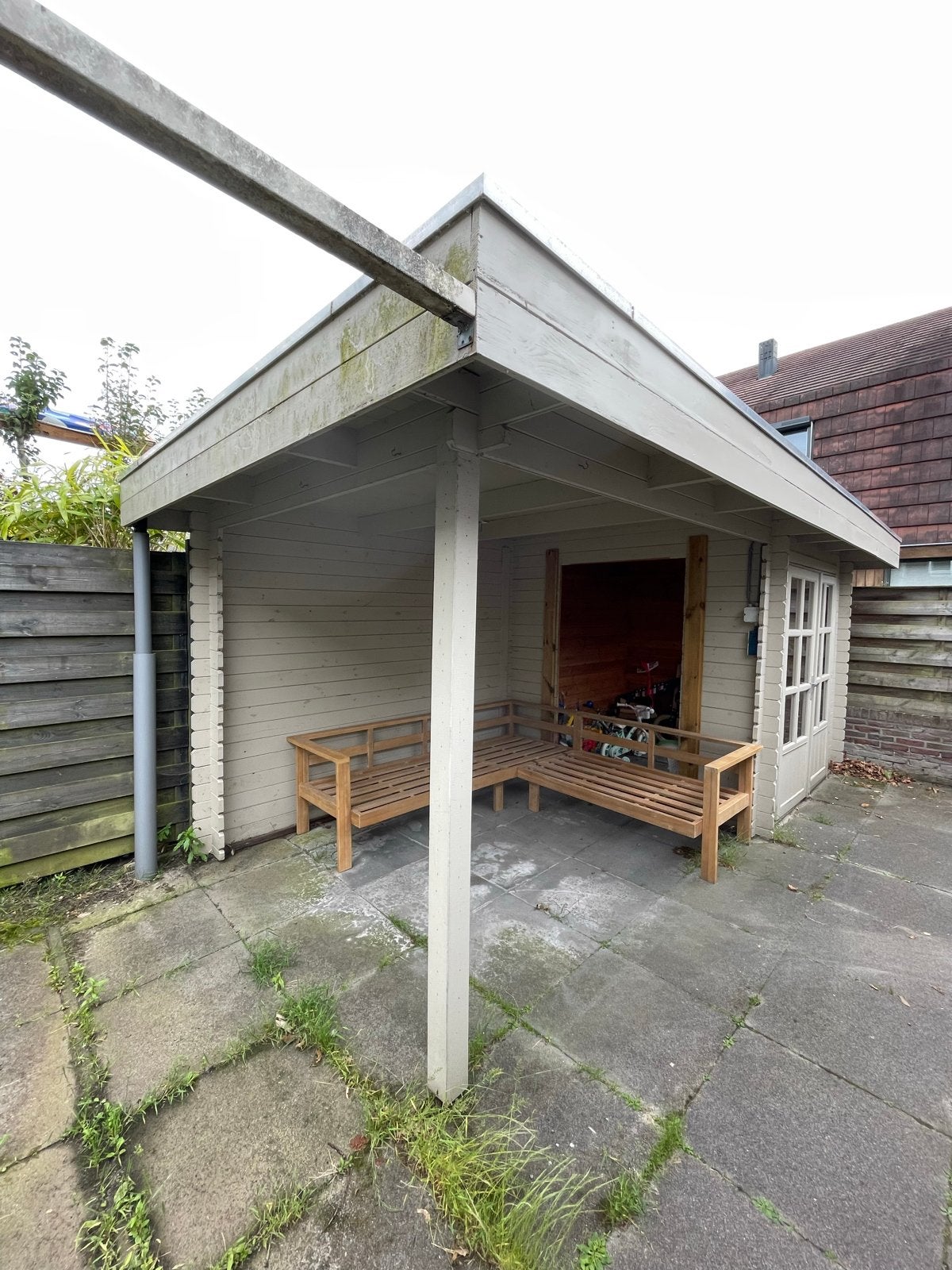 Tuinhuis met overkapping (575x284), Tuin en Terras, Tuinhuizen, Ophalen, Tuinhuis, 2 ramen, 500 cm of meer