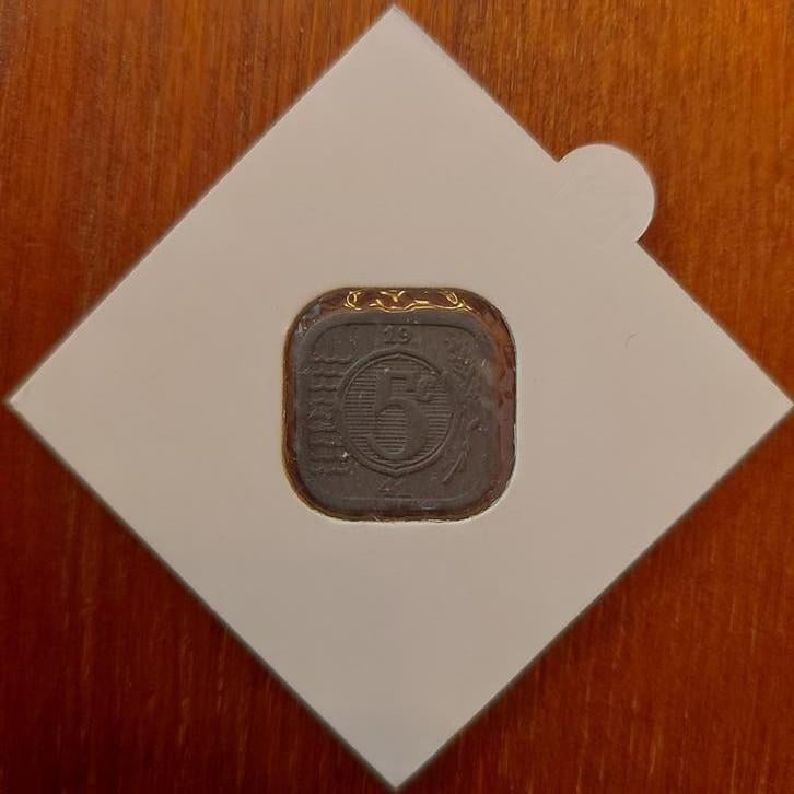 Zeldzame vierkante zinken 5 cent munt 1941 Wilhelmina, Postzegels en Munten, Munten | Nederland, Ophalen of Verzenden, Koningin Wilhelmina