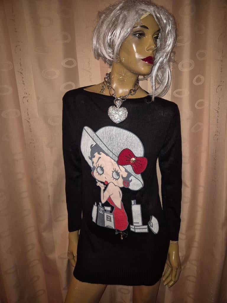Zwarte Betty Boop trui/jurk - Maat M, Maat 38/40 (M), Zwart, Ophalen of Verzenden, Onbekend