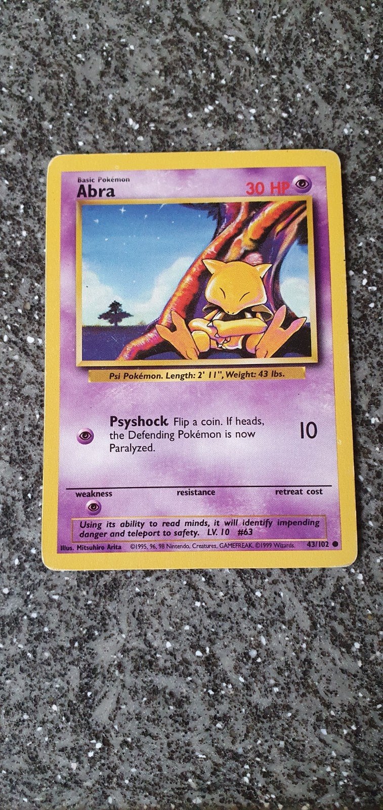Abra 43/102 Base Set WOTC Pokémon Kaart 1999-2000, Ophalen of Verzenden