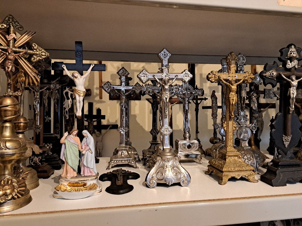 antieke Vintage Klooster Kerk kruisbeelden Staand Hangend, Ophalen