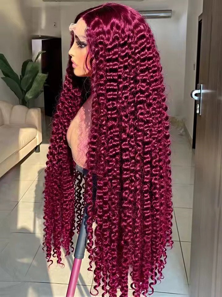 lacewig pruik haarstuk rood / deepwave / krullen, Ophalen of Verzenden, Nieuw, Pruik of Haarverlenging