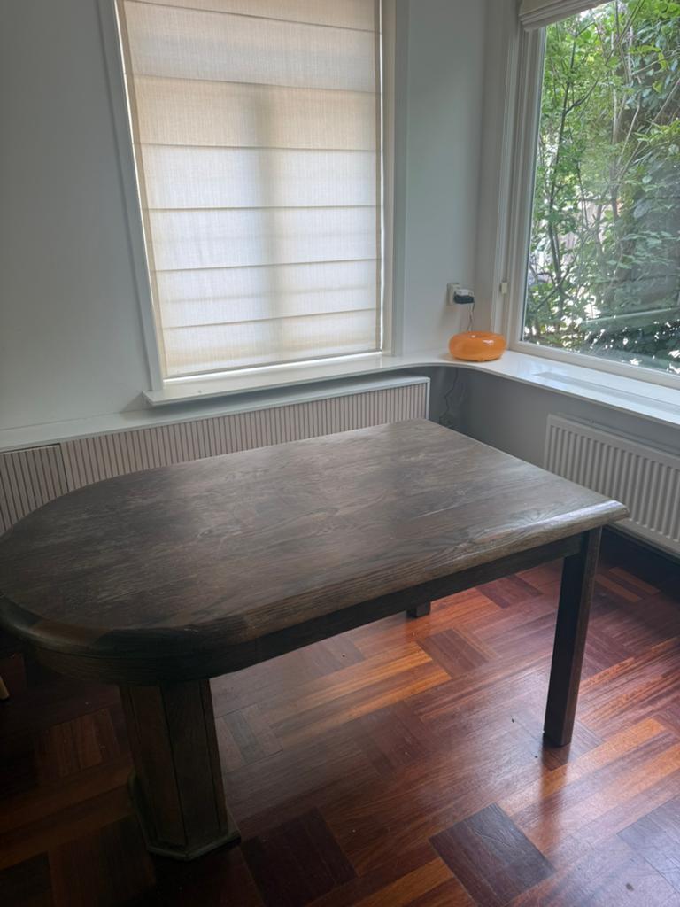 Extendable walnut dining table, Ophalen, 100 tot 150 cm, Eikenhout, 50 tot 100 cm