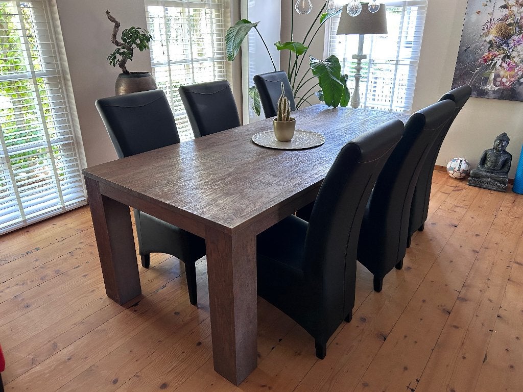 Eetkamertafel met 6 stoelen, Ophalen, 200 cm of meer, 50 tot 100 cm, Zo goed als nieuw