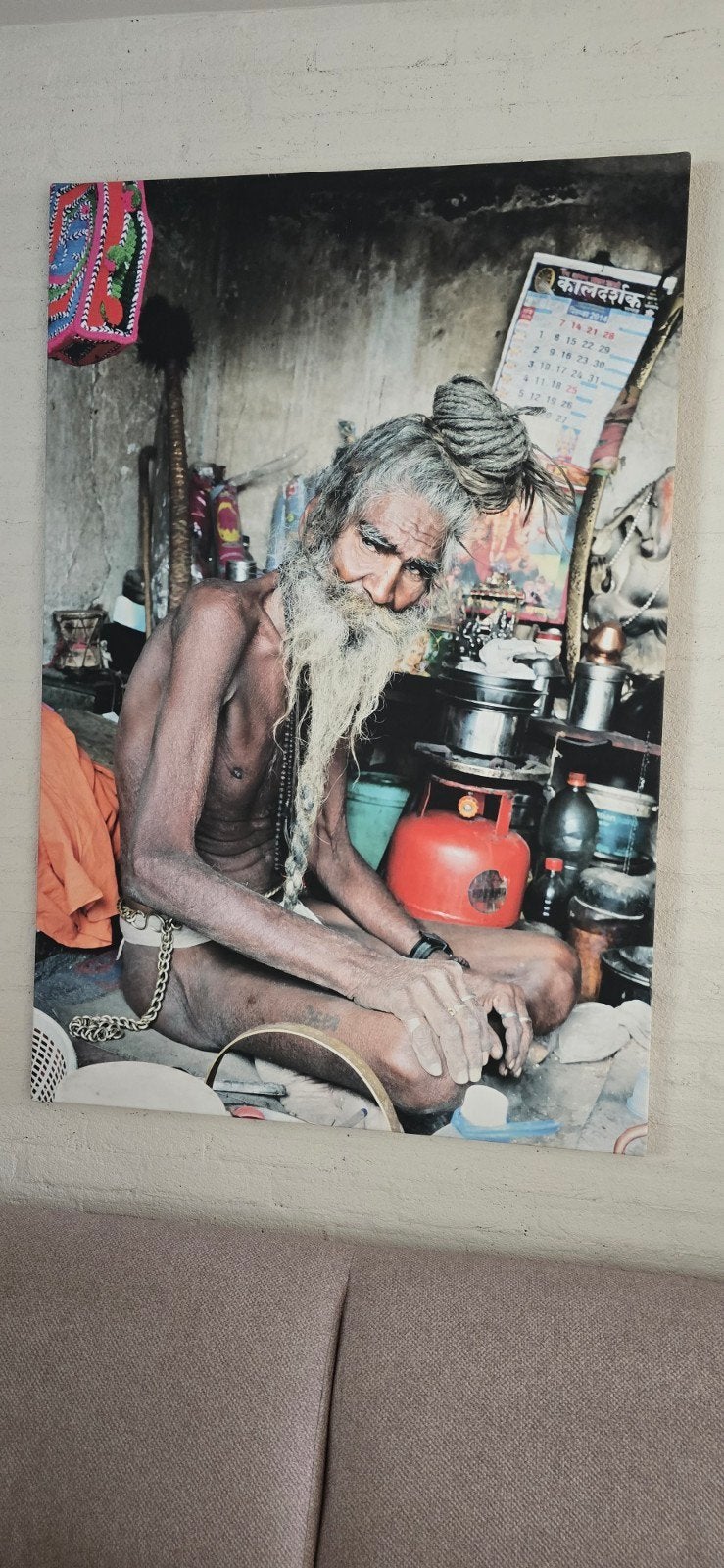 Indiase Sadhu Foto op Canvas - Uniek Portret, Ophalen, Foto, Fotografie