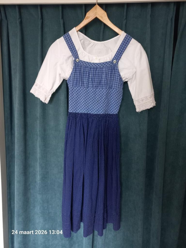 Dirndl meisje 12-14 jaar - Blauw met wit, Kinderen en Baby's, Ophalen of Verzenden, Gebruikt, Onbekend, Meisje
