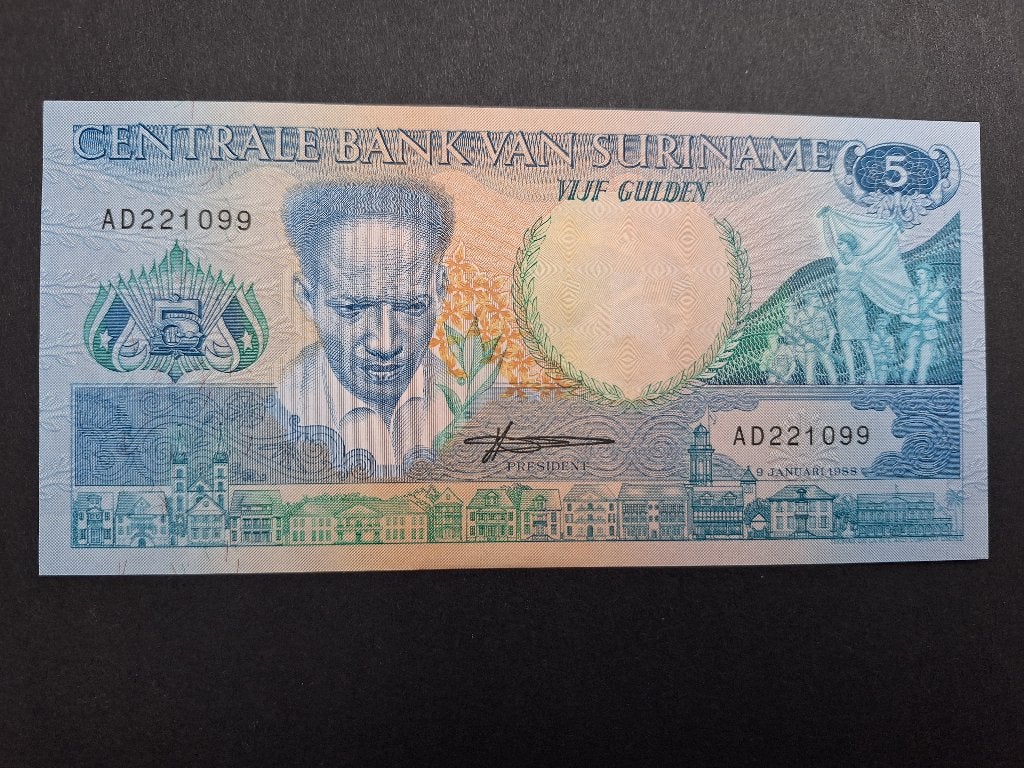 Suriname 5 gulden 1988 P.130b UNC, Verzenden, Zuid-Amerika, Los biljet