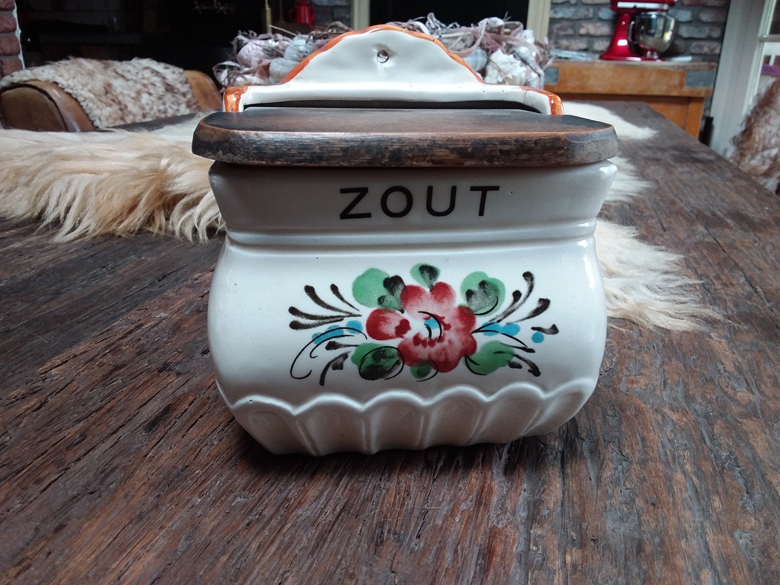 Brocante Zoutpot om op te hangen, Ophalen of Verzenden