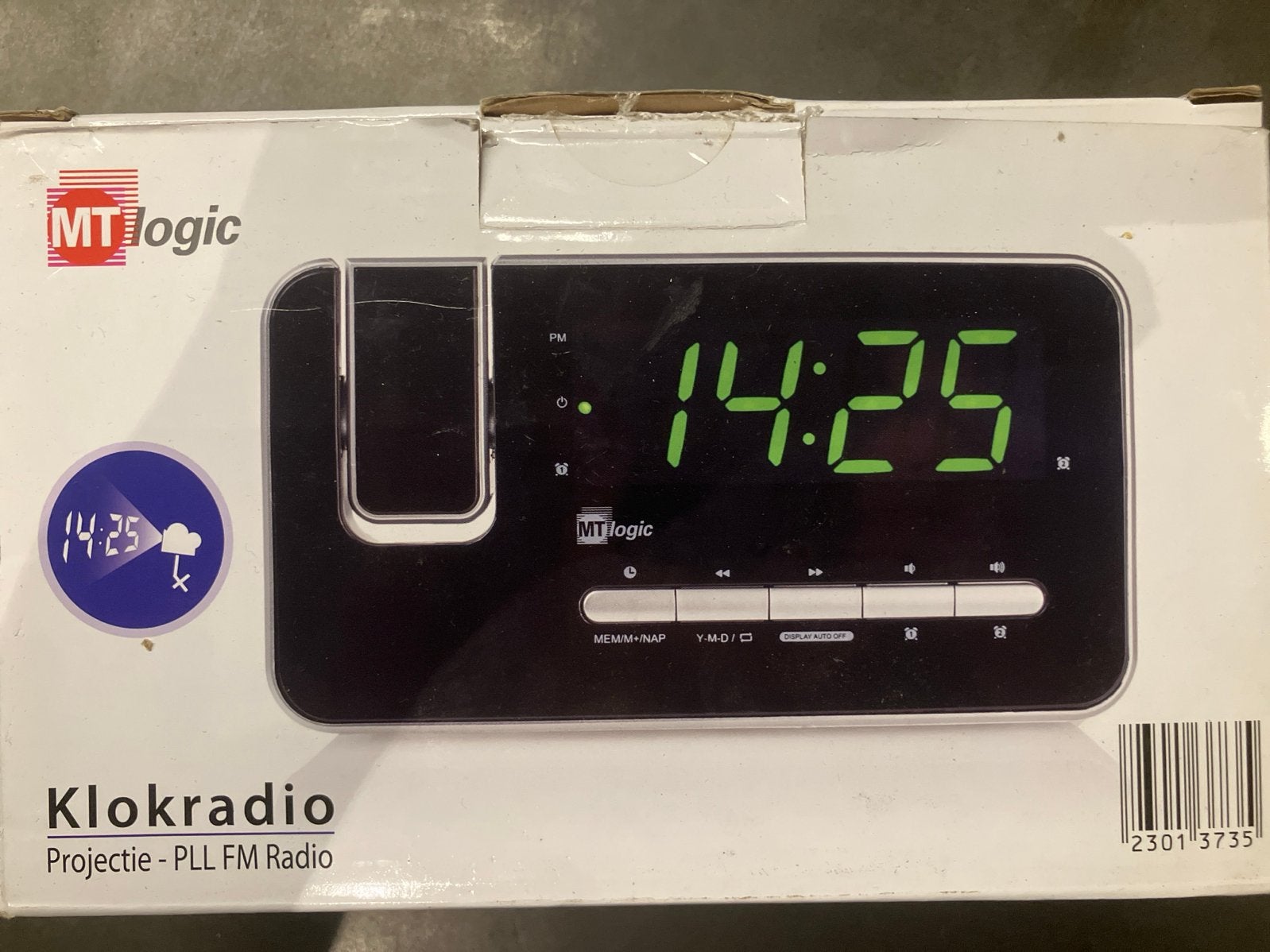 Nieuwe MT Logic Klokradio met Projectie - PLL FM Radio, Witgoed en Apparatuur, Wekkers, Nieuw, Digitaal, Ophalen of Verzenden