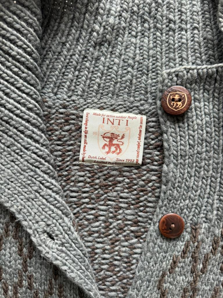 Inti wollen vest in mooie staat met alle knopen, Ophalen of Verzenden, Zo goed als nieuw, Maat 38/40 (M), Groen
