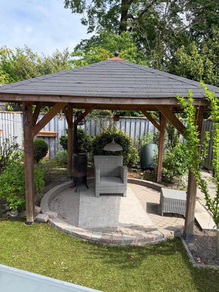 Houten tuinpaviljoen met dak, Ophalen of Verzenden, Gebruikt, Tuinpaviljoen