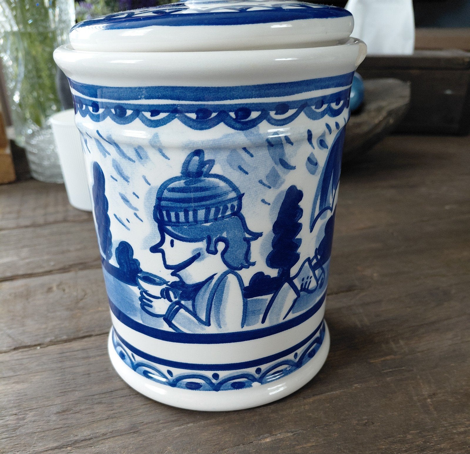 Blond amsterdam delftsblauw voorraadpot. Met schade, Ophalen, Gebruikt, Keramiek, Overige typen