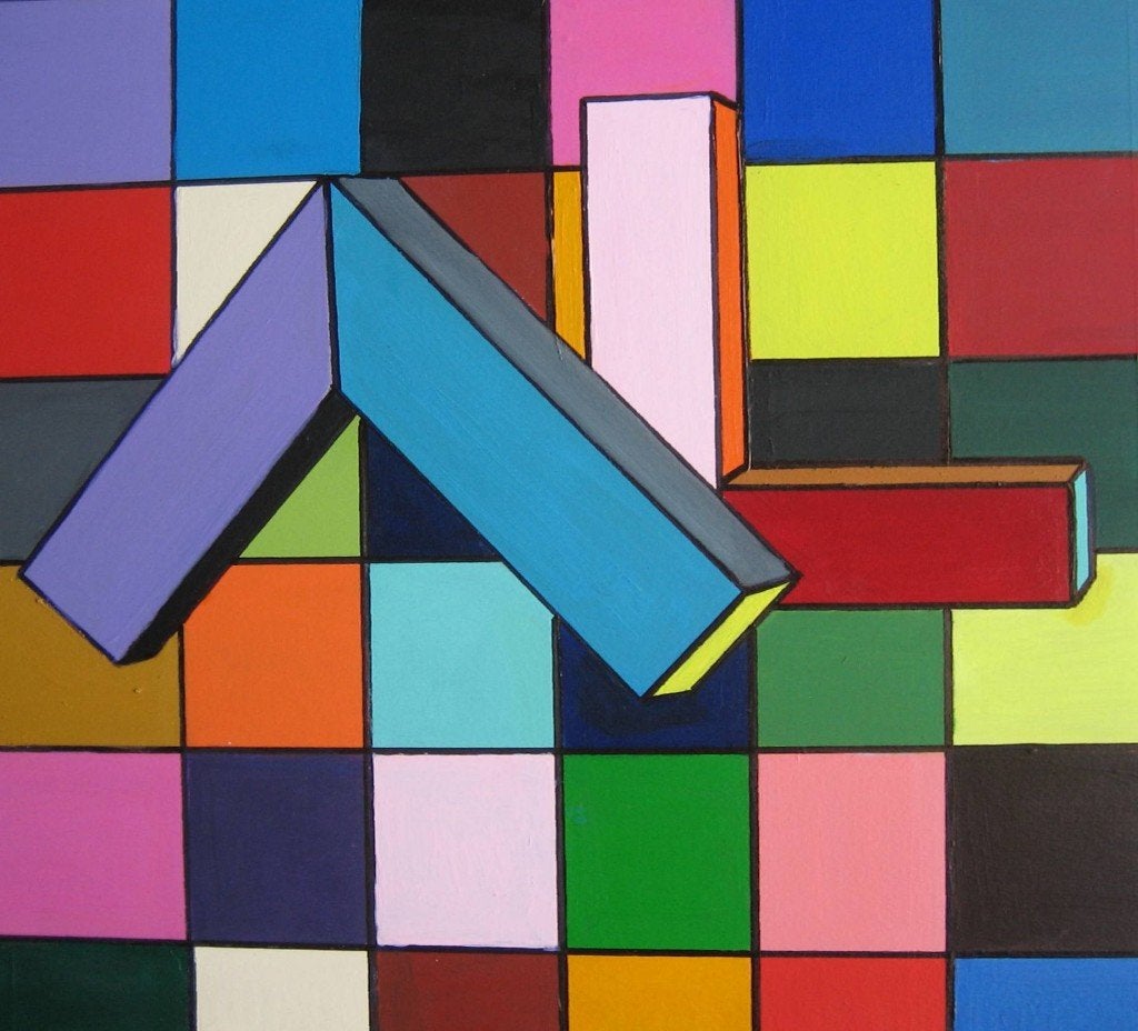 schilderij Mozaiek Beeld 1 en 2 48x55cm, Ophalen of Verzenden
