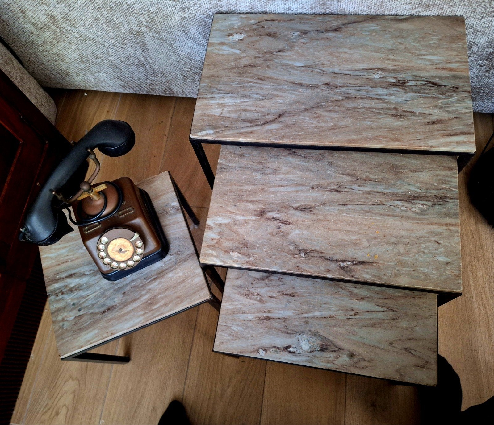 Exclusieve 4-delige Nesting Tables Travertin (in de stijl va, Ophalen of Verzenden