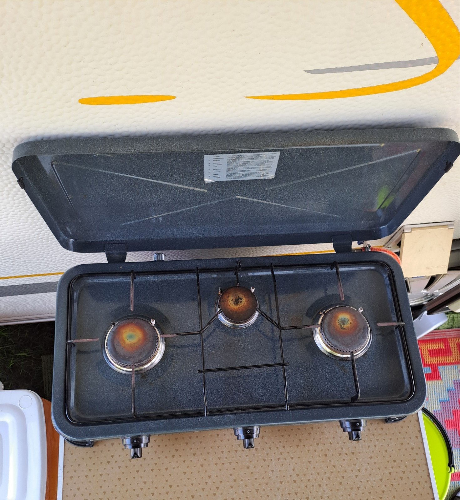 Campinggasstel 3 pits - automatische ontsteking, Ophalen, Gebruikt