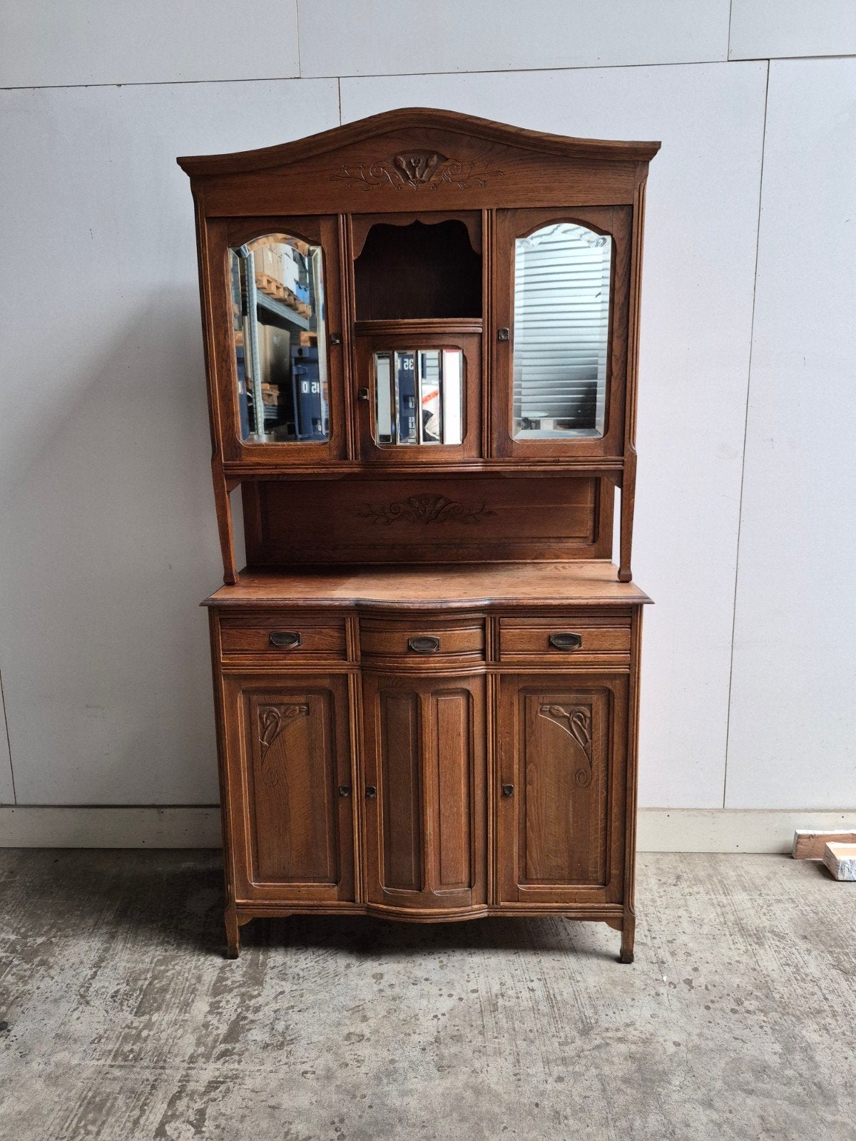 Antiek Eiken Dressoir met Spiegelopbouw, Antiek en Kunst, Ophalen