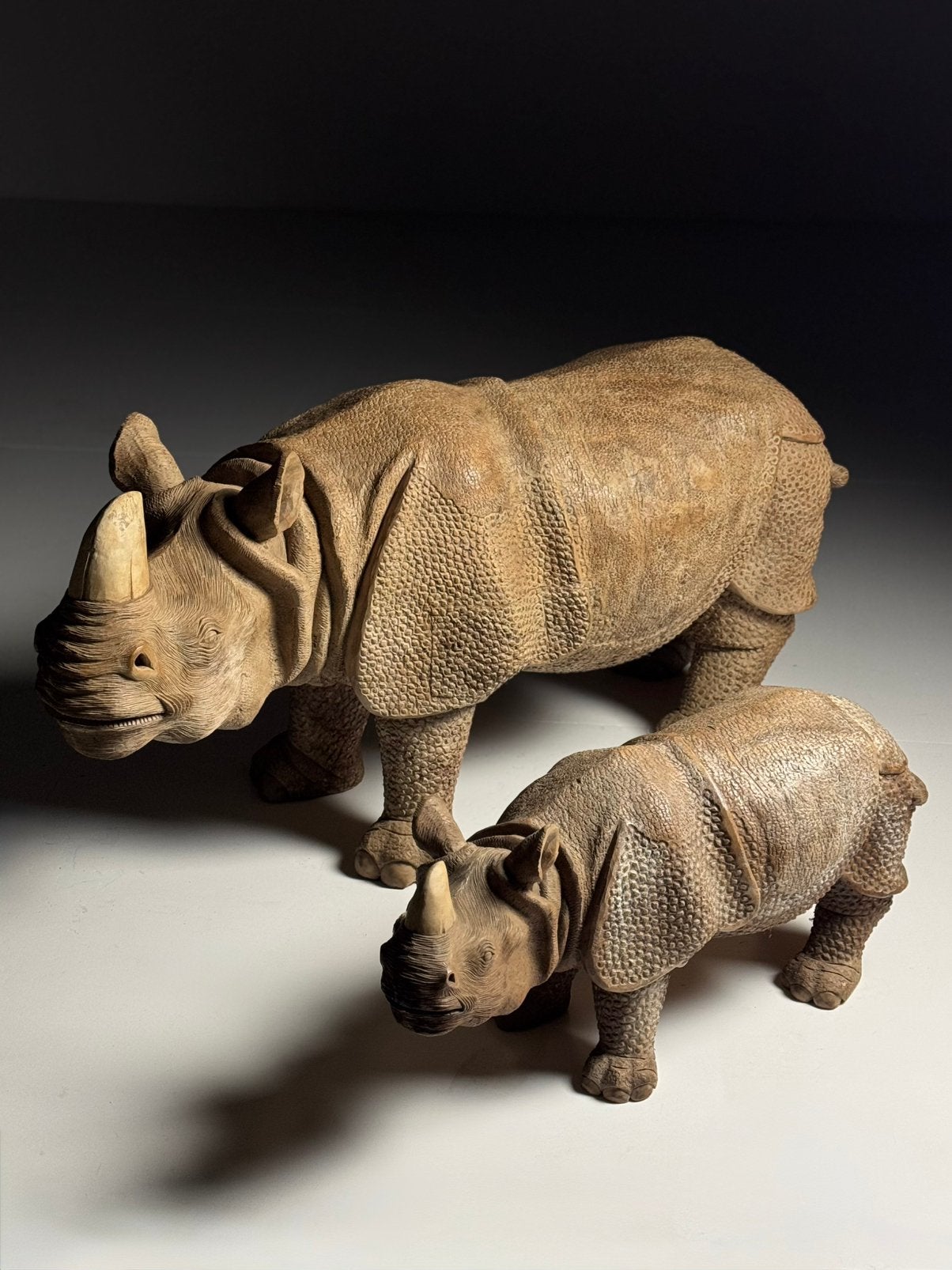 Rhino sculptures hardhout 1960, Ophalen of Verzenden