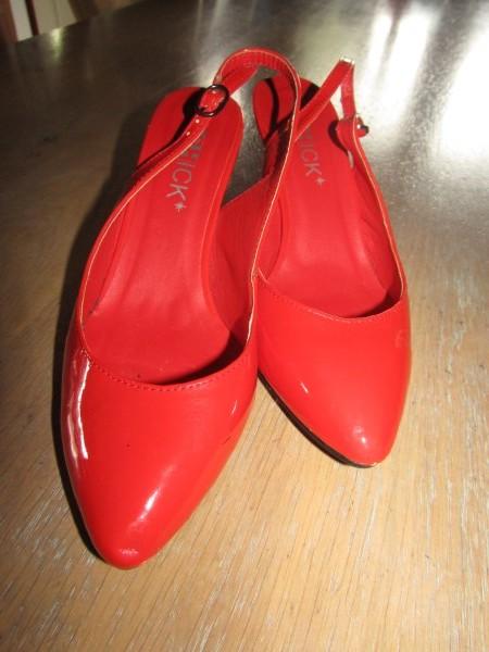 E1377 SCHICK  mt 39 pumps rood lak slingbacks, Verzenden, Zo goed als nieuw, Schoenen met hoge hakken, Schick
