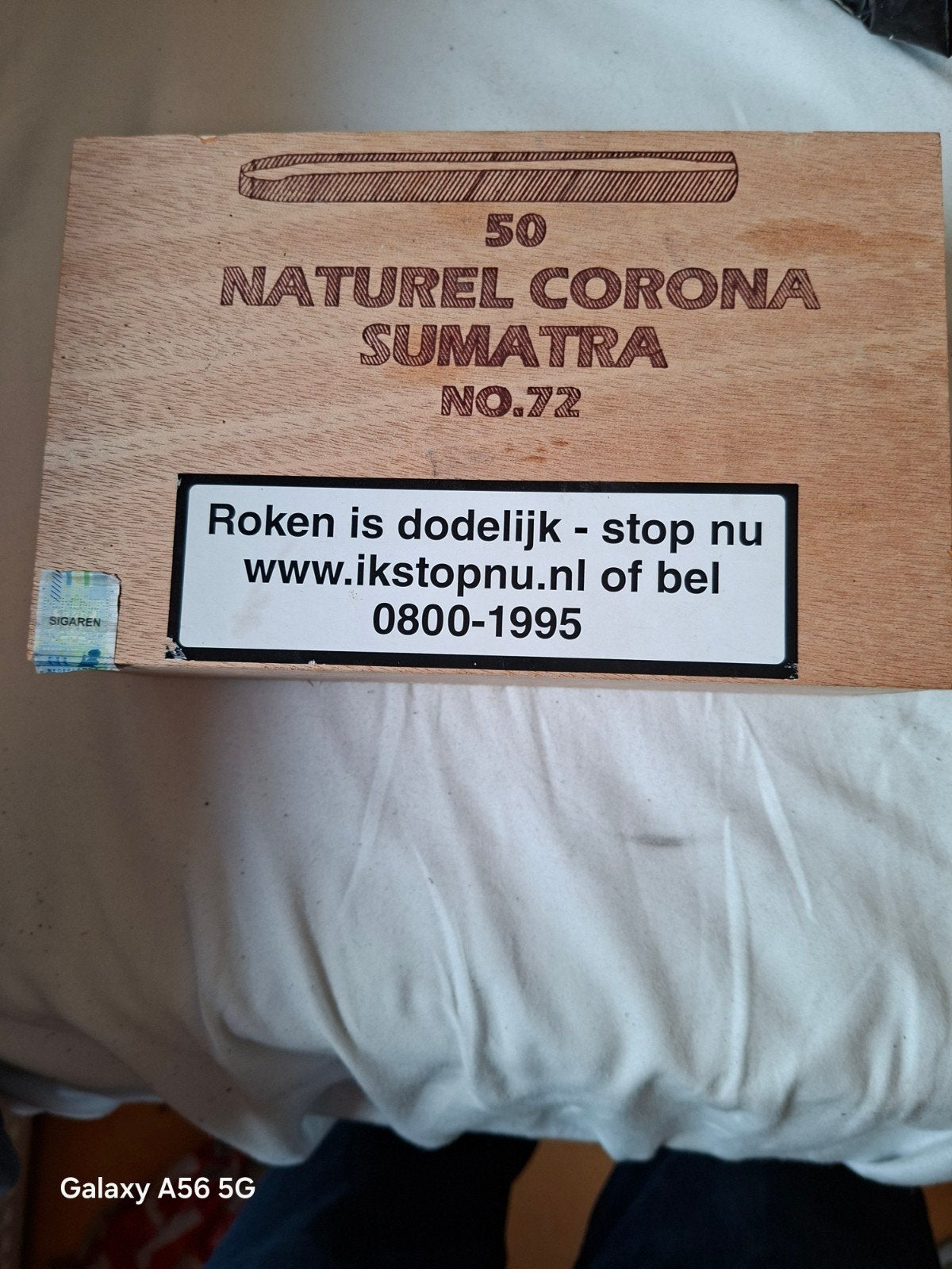 Vintage sigarenkistje Naturel Corona Sumatra No. 72, Ophalen of Verzenden, Gebruikt, Tabaksdoos of Verpakking