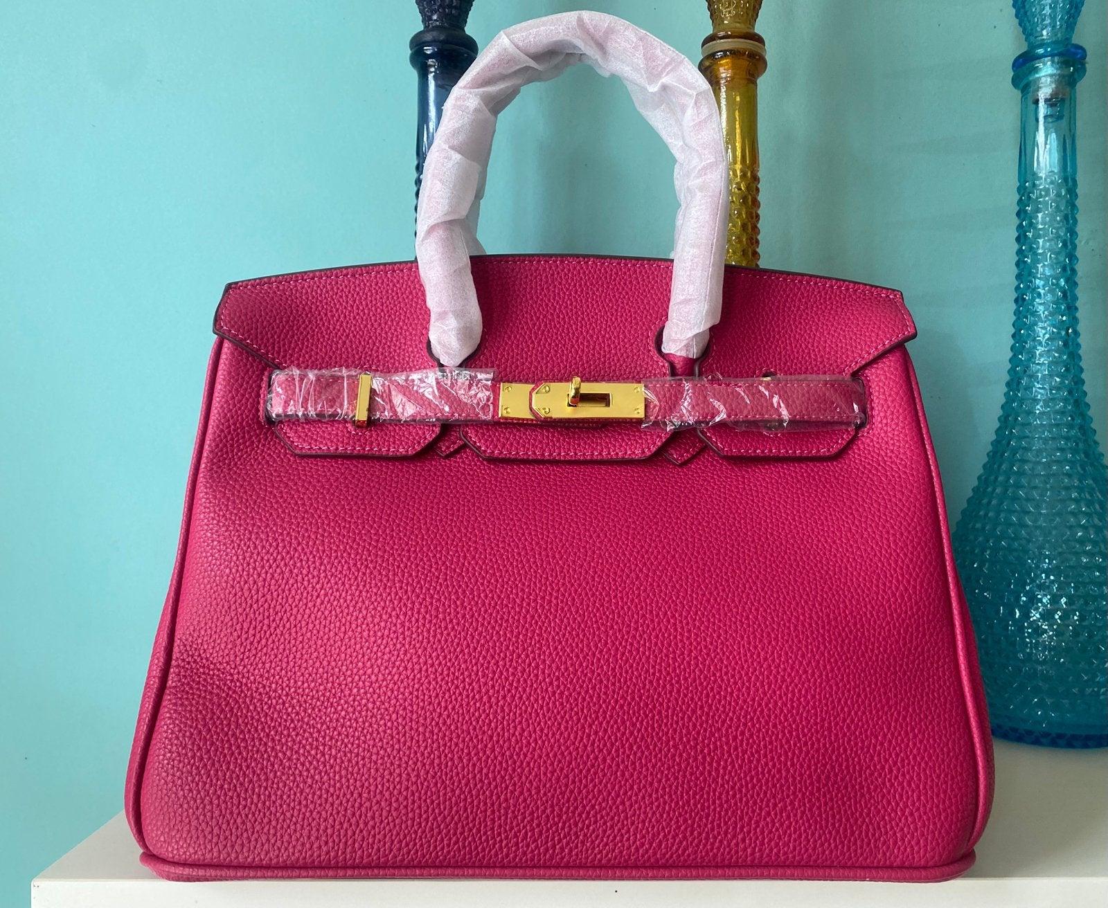 Fuchsia Birkin 30 style tas - pu leer - nieuw, Ophalen of Verzenden, Nieuw, Roze, Handtas