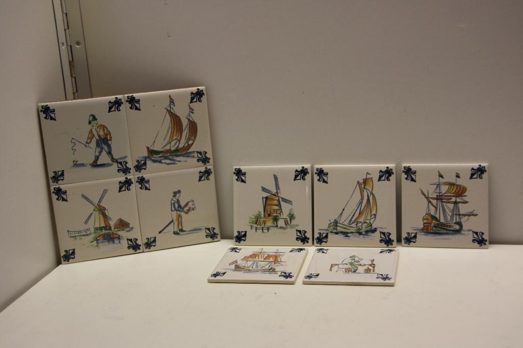 Negen vintage KLM Business Class keramische onderzetters., Ophalen of Verzenden