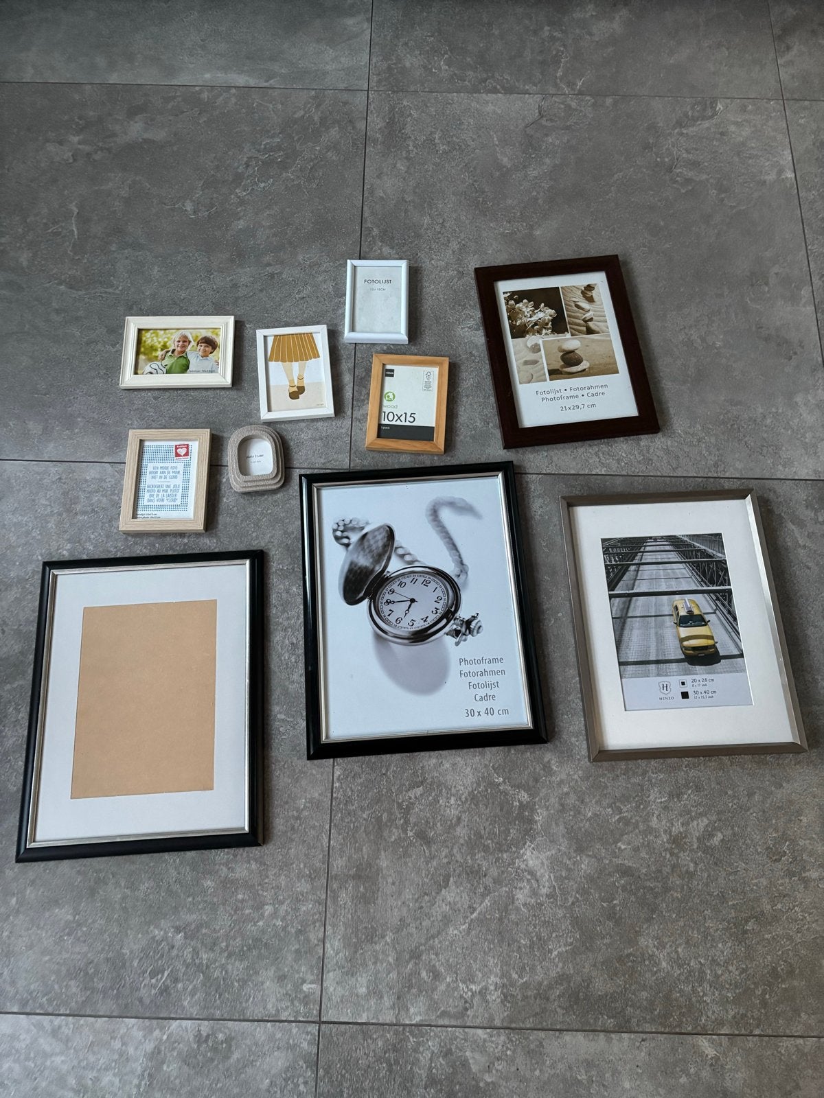 Diverse fotolijsten - verschillende maten en materialen, Gebruikt, Verzenden, Fotolijst, Met glas