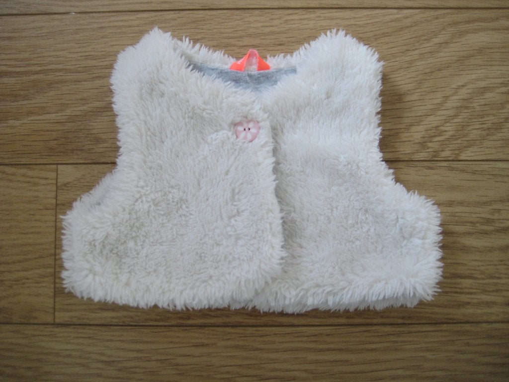 Hema teddy gilet bodywarmer wit met grijs maat 50, Gebruikt, Ophalen of Verzenden, Hema, Truitje of Vestje