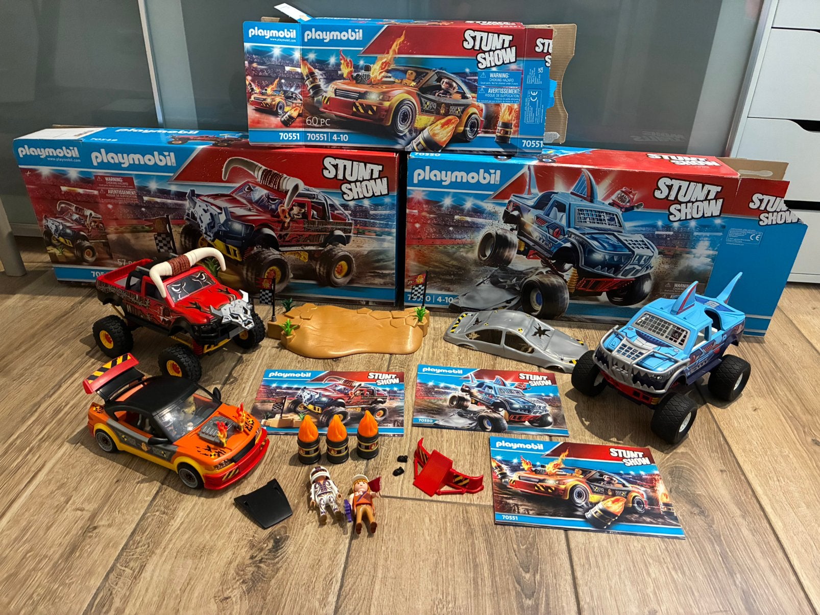 Playmobil stuntshow monstertrucks 70550 70549 70551, Kinderen en Baby's, Speelgoed | Playmobil, Ophalen of Verzenden, Zo goed als nieuw