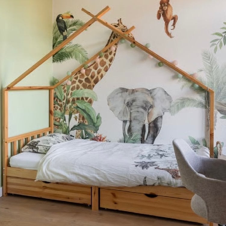 Huisbed met lades - Kinderbed - Eenpersoonsbed, Kinderen en Baby's, Kinderkamer | Bedden, Gebruikt, 180 cm of meer, 85 tot 100 cm