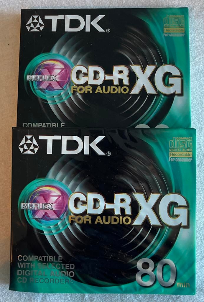 TDK CD-R XG Audio 80 min.-2 stuks-Vintage Recorders - Nieuw, 2 t/m 25 bandjes, Overige genres, Ophalen of Verzenden, Nieuw in verpakking