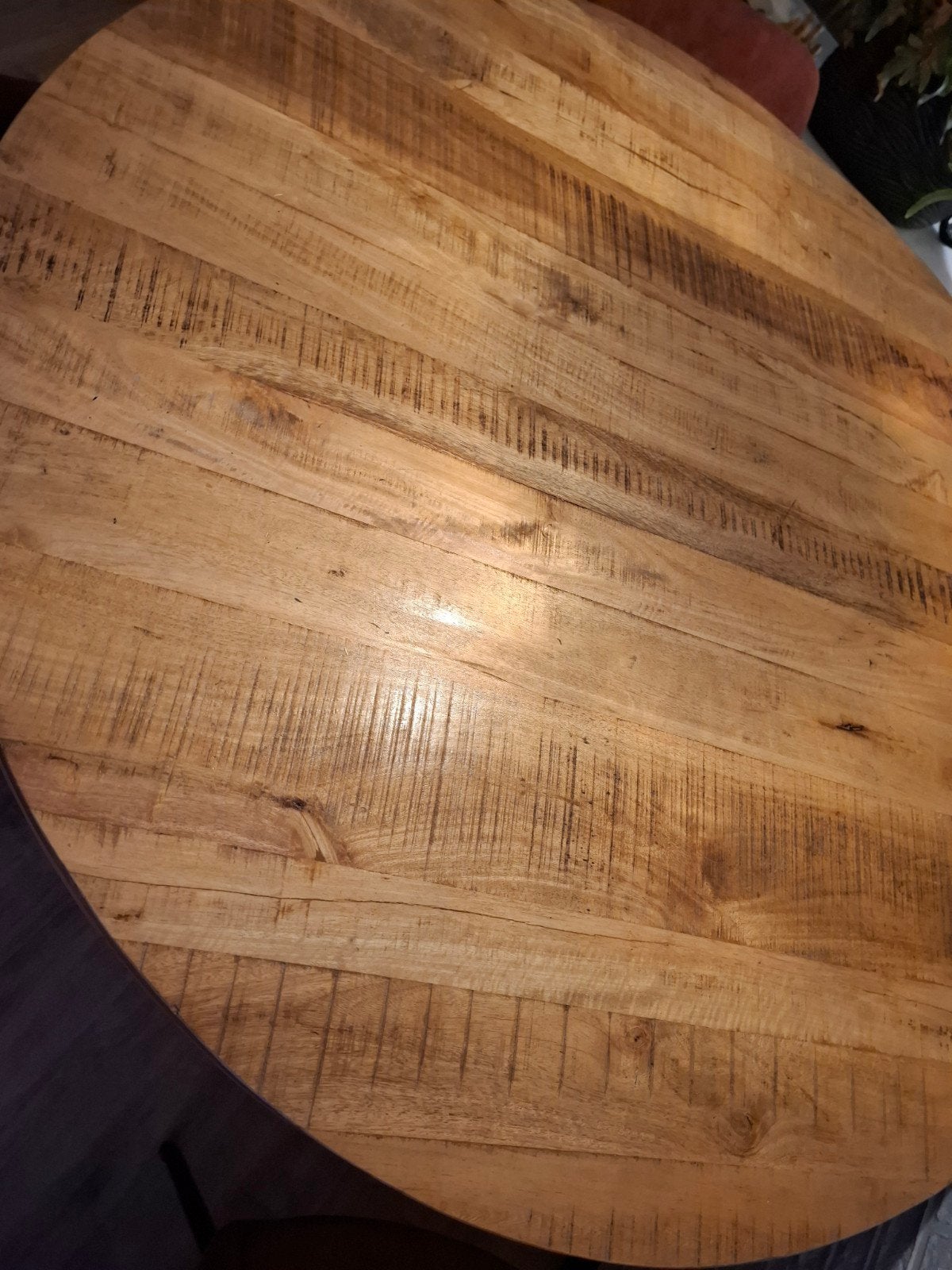 Foto 4 van Ronde eettafel mangohout, diameter 150 cm