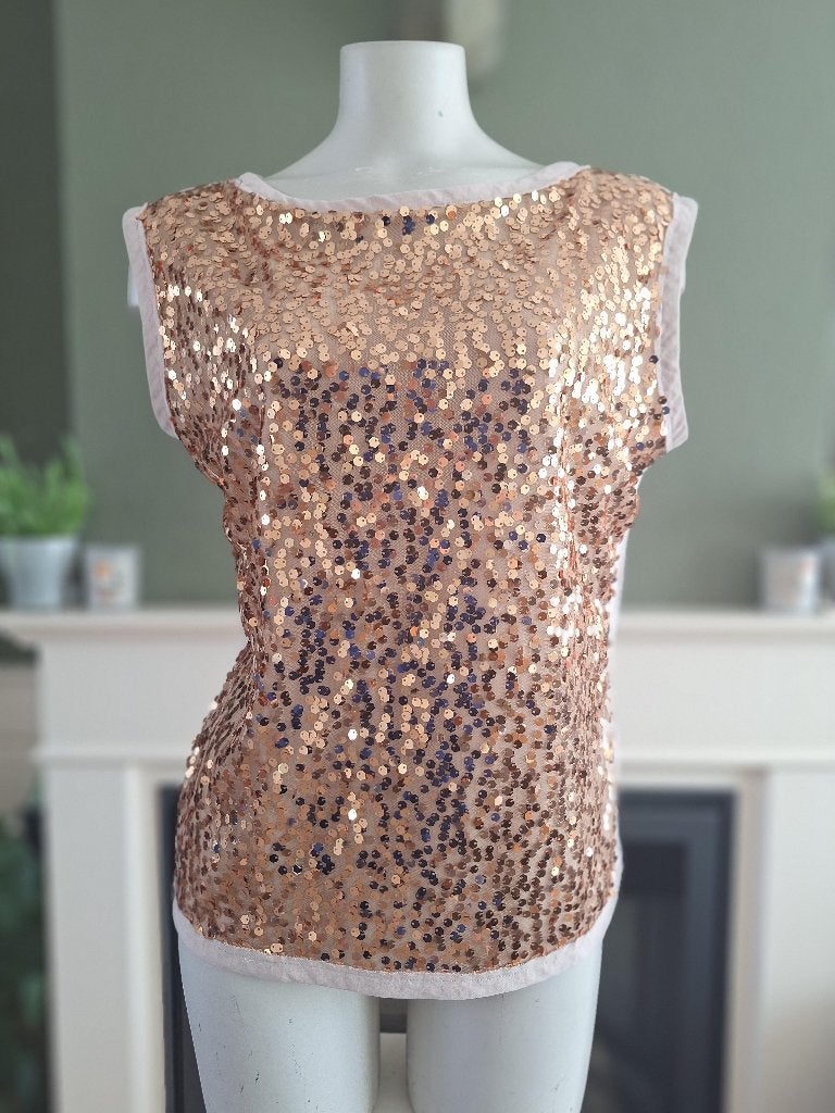 Ted Baker pailletten glitter top 2 38 M, Kleding | Dames, Tops, Maat 38/40 (M), Overige kleuren, Verzenden, Zo goed als nieuw