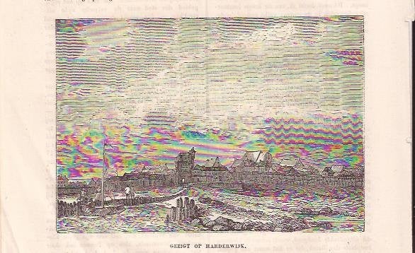 Harderwijk. Gezigt op Harderwijk. Houtgravure Ca. 1840, Antiek en Kunst, 10 cm, 1800 - 1899, Stadsgezicht, Ophalen of Verzenden