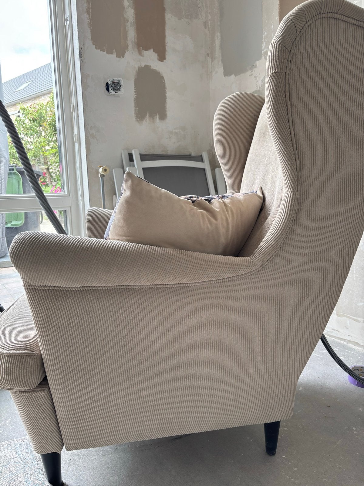 Strandmon fauteuil beige, Ophalen, Gebruikt, 75 tot 100 cm, Stof