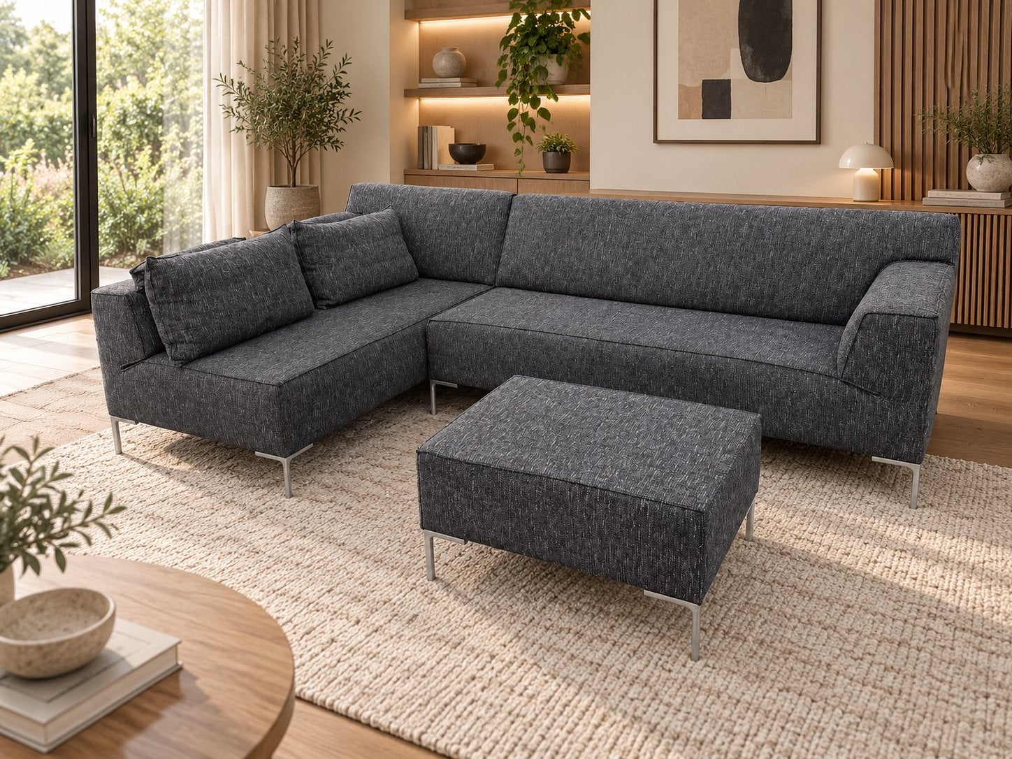 GRATIS LEVERING | DESIGN ON STOCK BLOQ HOEKBANK + HOCKER, Huis en Inrichting, 250 tot 300 cm, Hoekbank, Ophalen of Verzenden, Zo goed als nieuw