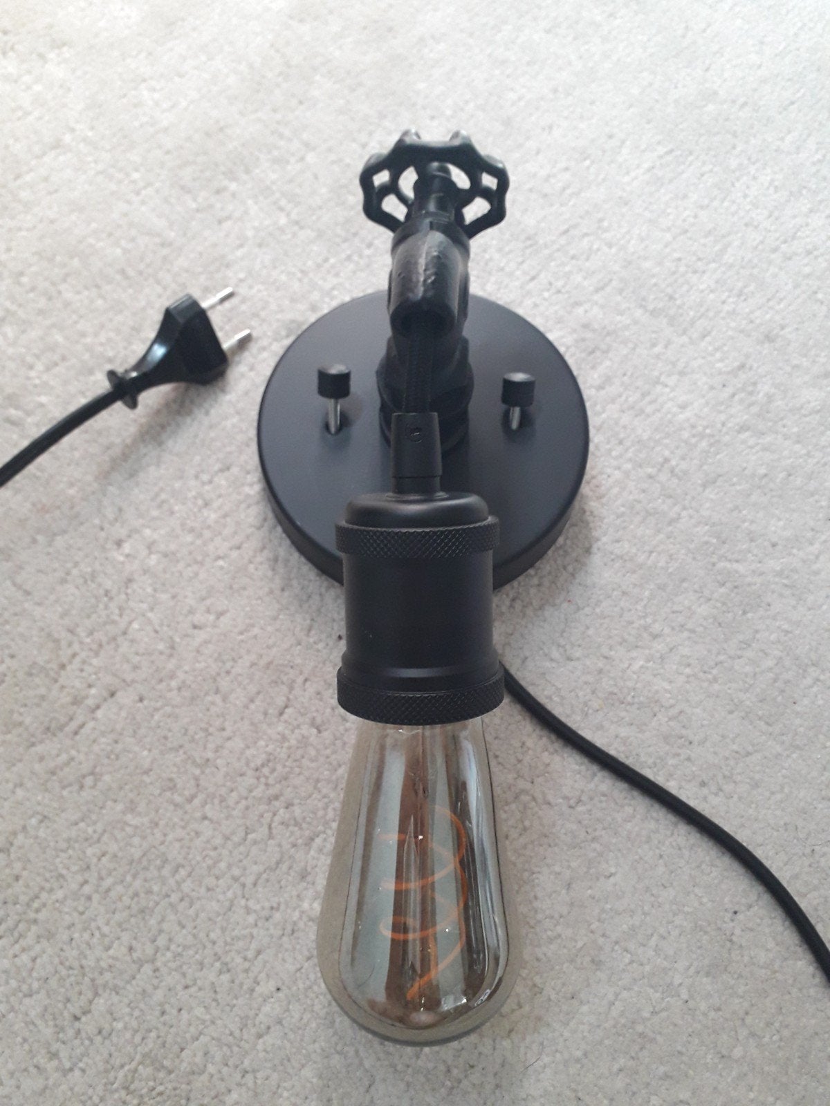 Industriële Kraan Wandlamp mat zwart - Lumidora lamp, Ophalen of Verzenden, Metaal