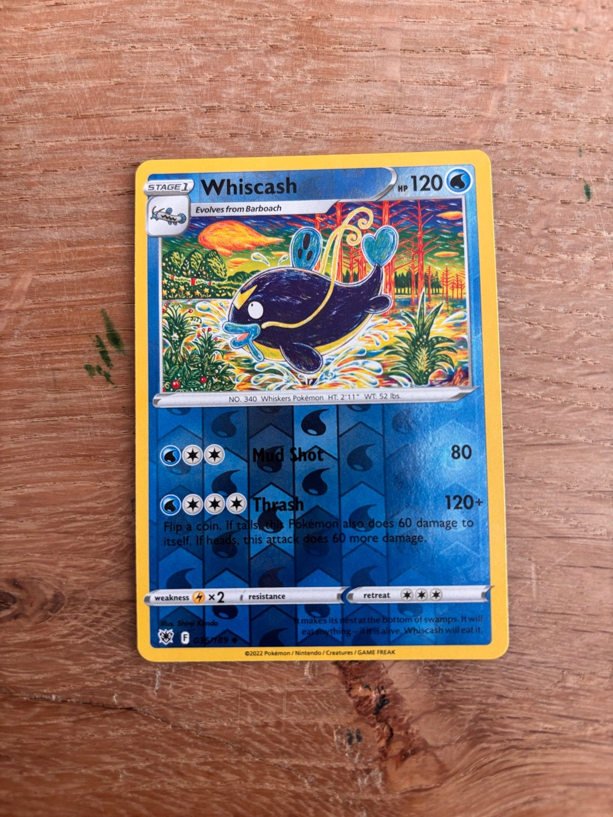 Pokémon Whiscash Kaart - Stage 1, HP 120, Ophalen of Verzenden, Zo goed als nieuw, Losse kaart