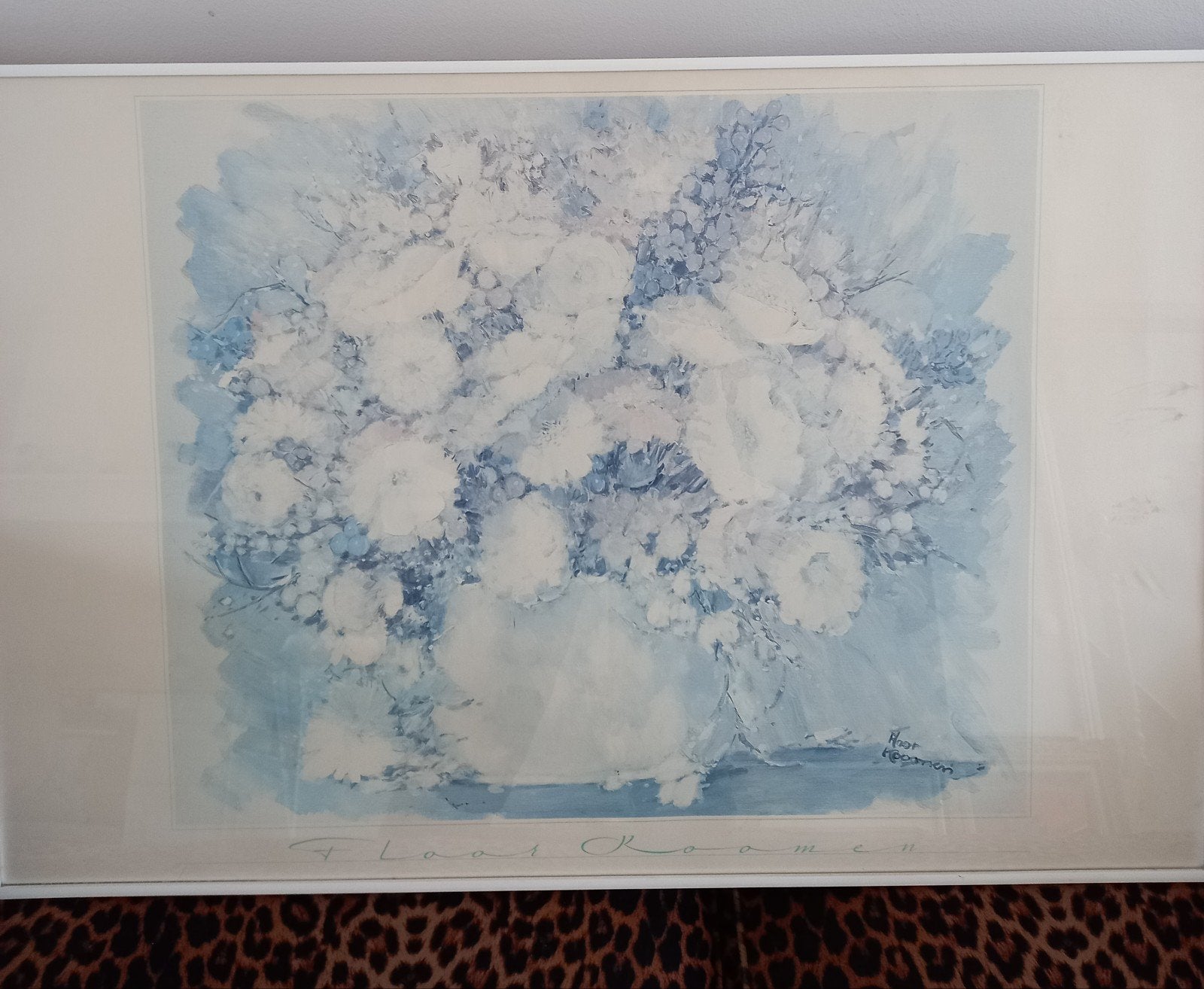 Vintage aquarel stilleven bloemen in lijst, Ophalen