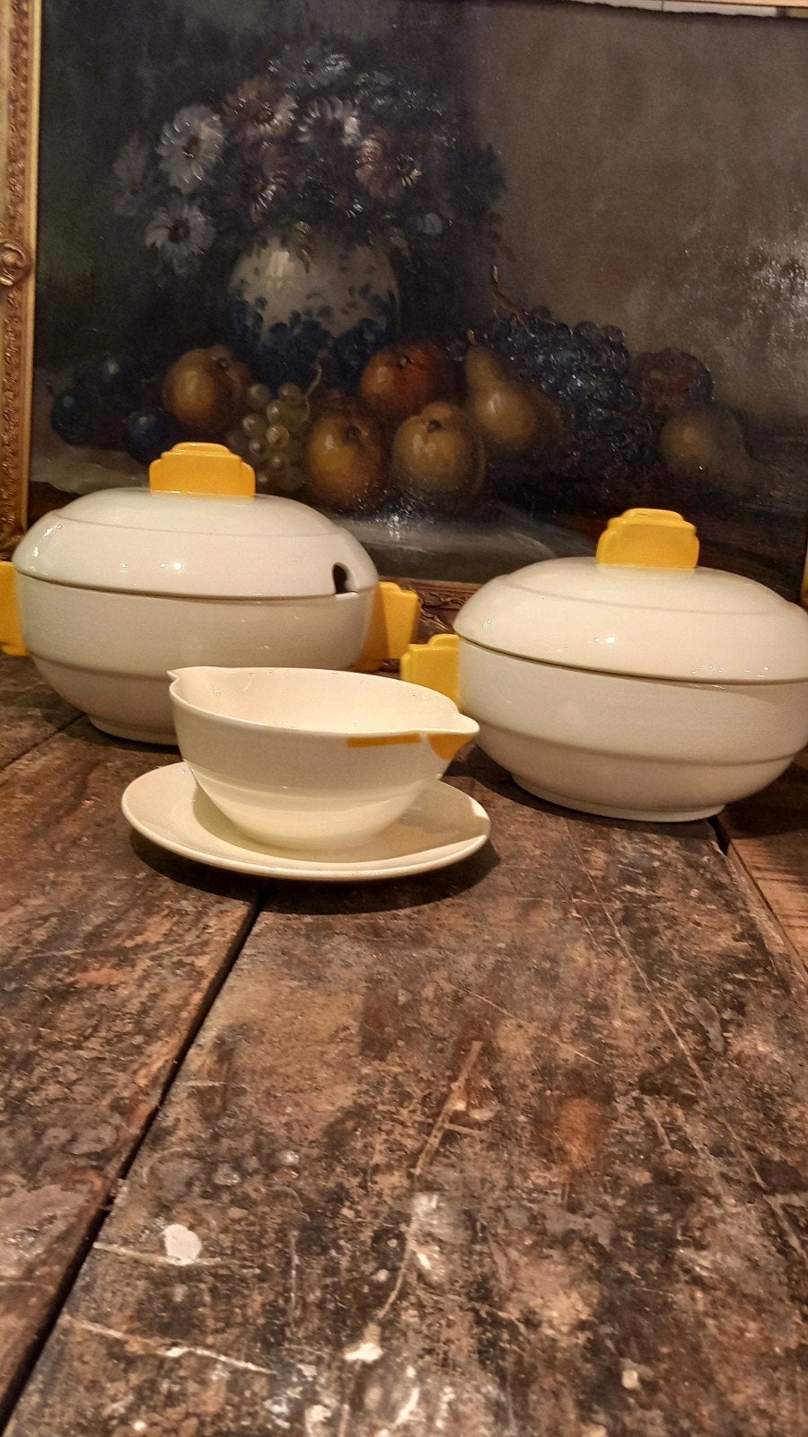Vintage Art Deco Soepterrine en Sauskom Set, Ophalen of Verzenden
