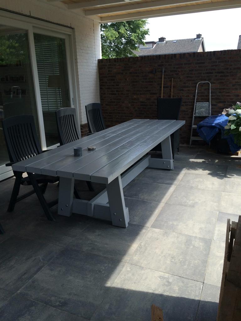 Prachtige, oerdegelijke houten tuintafel (300x90cm), Tuin en Terras, Ophalen, Zo goed als nieuw, Rechthoekig, Hout