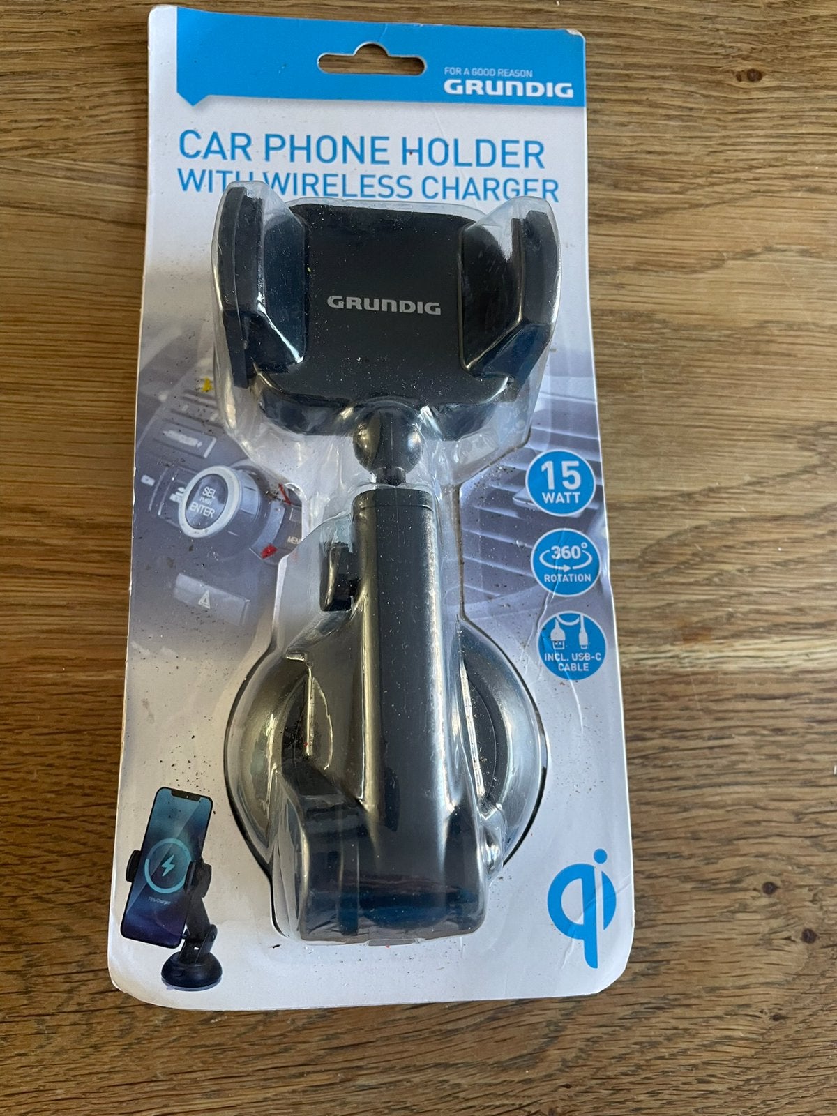 Nieuwe Grundig Auto Telefoonhouder met draadloze Adapter, Auto diversen, Carkits, Ophalen of Verzenden, Nieuw