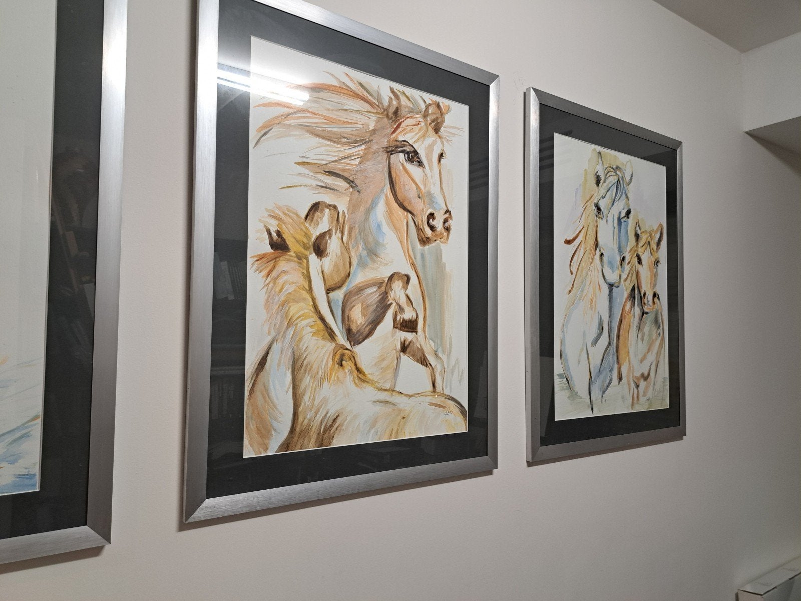 Schilderij:   Paarden   85x65cm 2 stuks, Ophalen, Acrylverf, Realistisch, Gesigneerd