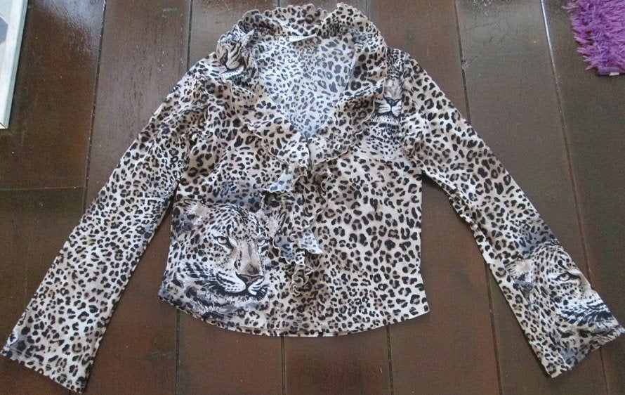 Romantisch Luipaard blouse / topje met ruffle voorkant., Ophalen of Verzenden, Nieuw, Maat 34 (XS) of kleiner, Bruin