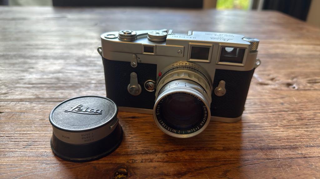 Leica m3 double stroke 1957 & summicron 50mm 1:2 rigid., Ophalen, Compact, Leica