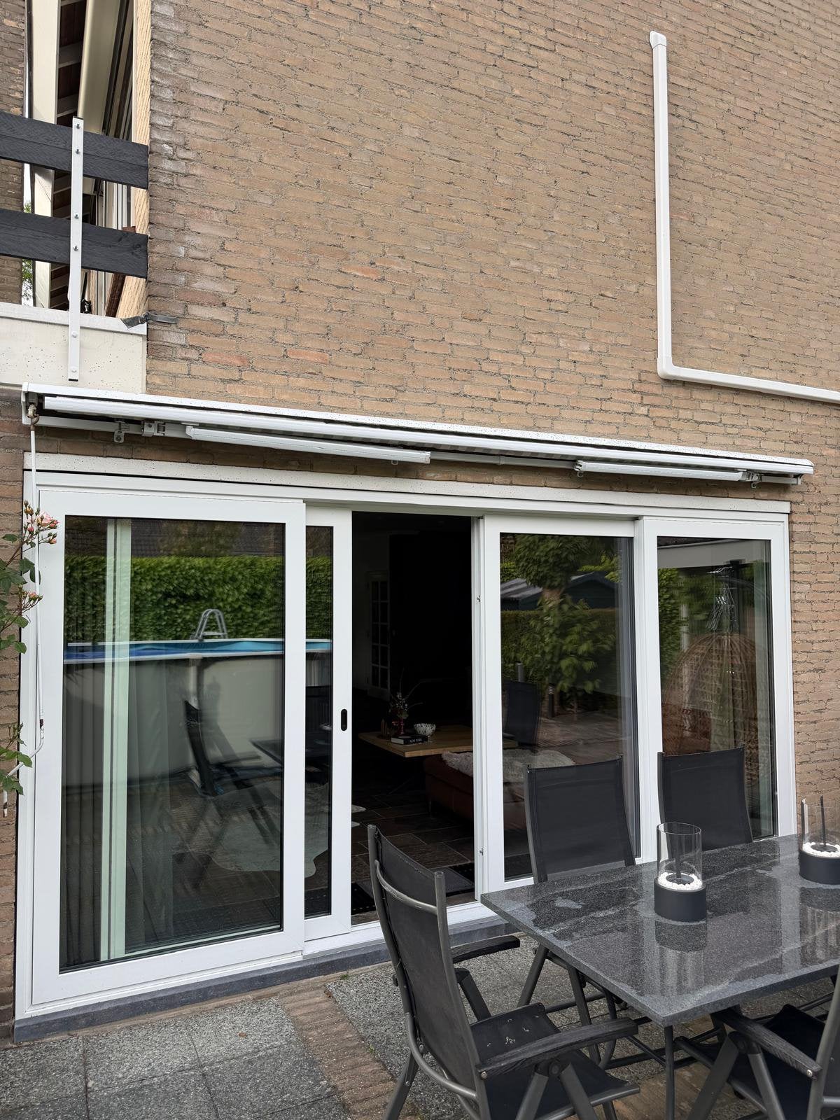 Te koop zonnescherm 450cmX300cm, Ophalen, Gebruikt, Knikarmscherm