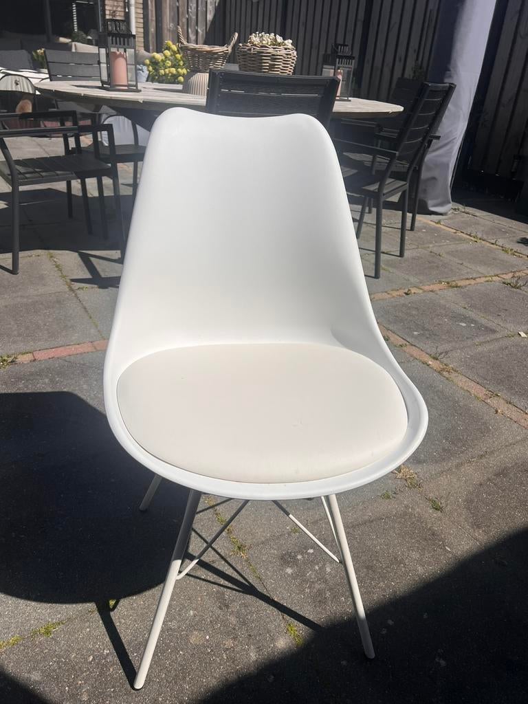 4 eetkamerstoelen, Huis en Inrichting, Ophalen, Gebruikt, Wit, Metaal