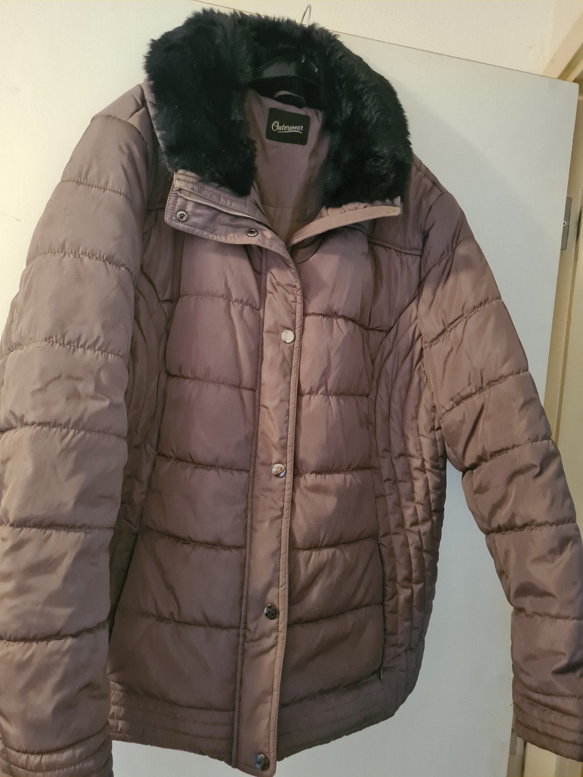 Outerwear gewatteerde jas met bontkraag, Bruin, Maat 46/48 (XL) of groter, Ophalen of Verzenden, Zo goed als nieuw