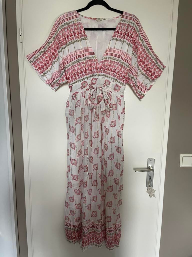 Zomerse wit rood goud  boho ibiza  maxi jurk maat L, Kleding | Dames, Jurken, Wit, Maat 42/44 (L), Ophalen of Verzenden, Zo goed als nieuw